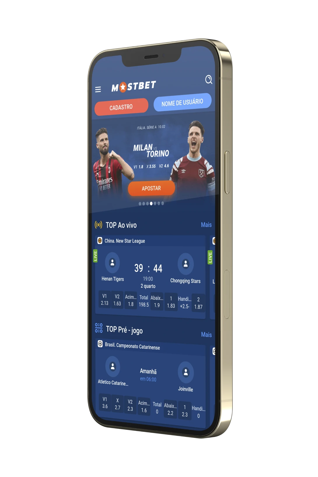 Use o aplicativo Mostbet para apostas ou jogos de azar.