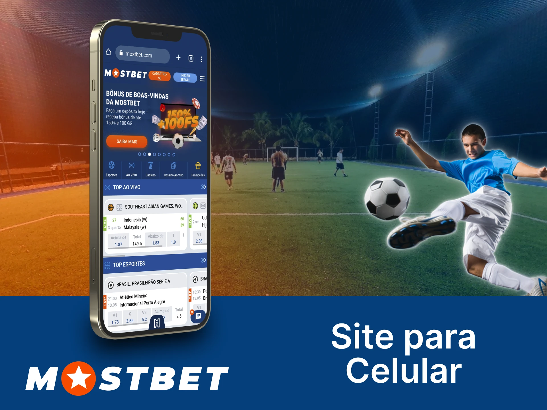 Você pode apostar em futebol através do site móvel da Mostbet.