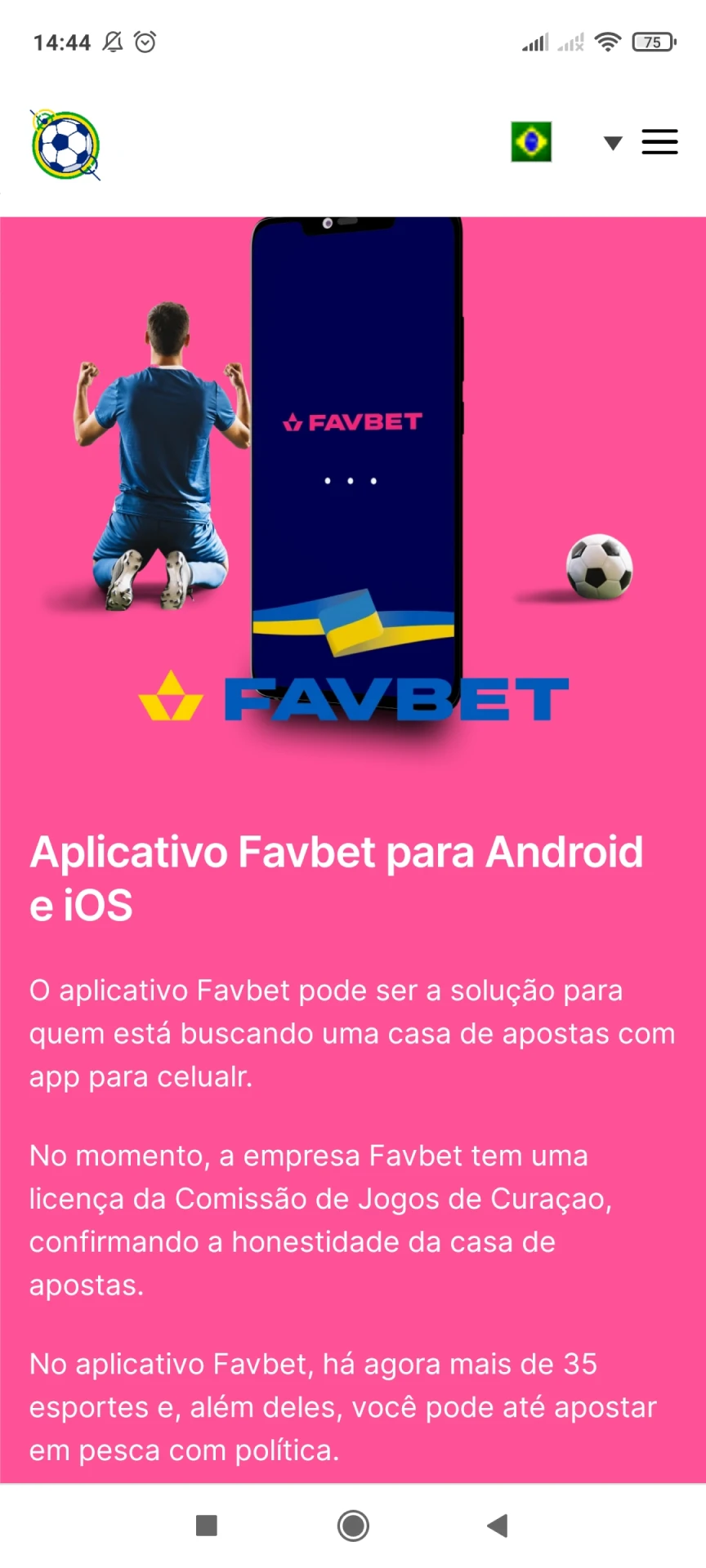 Visite a página inicial do Favbet para baixar aplicativos Android.