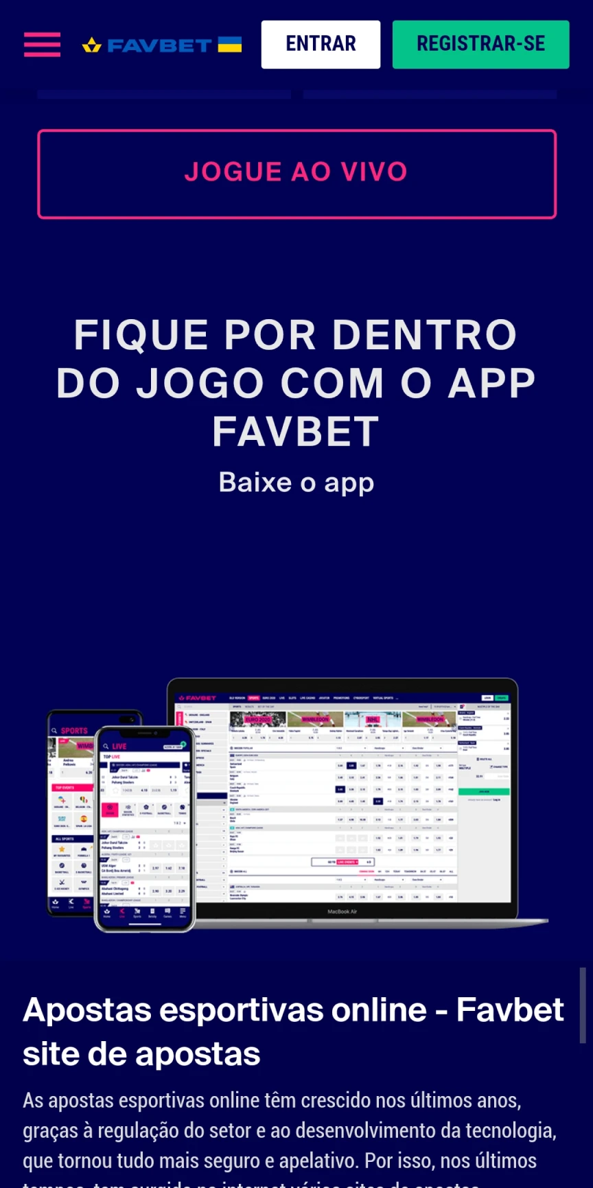 Baixe o aplicativo Favbet para iOS.
