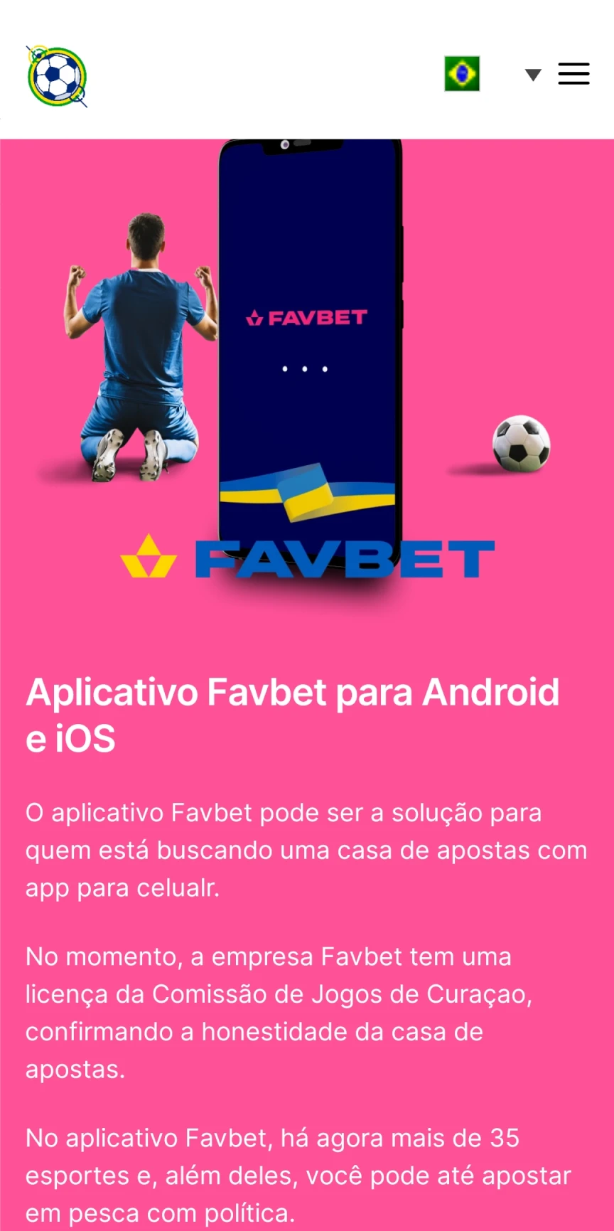 Visite a página inicial do Favbet para baixar aplicativos iOS.