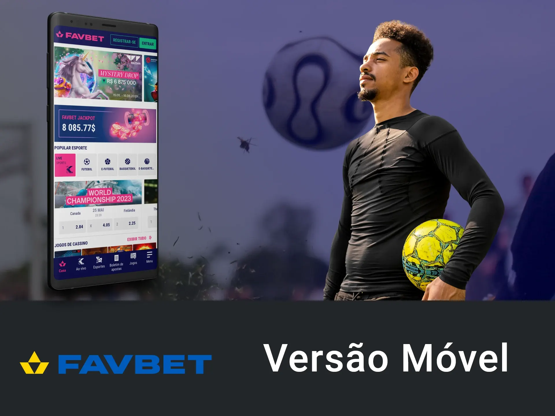 Visite o site da Favbet através do seu smartphone.