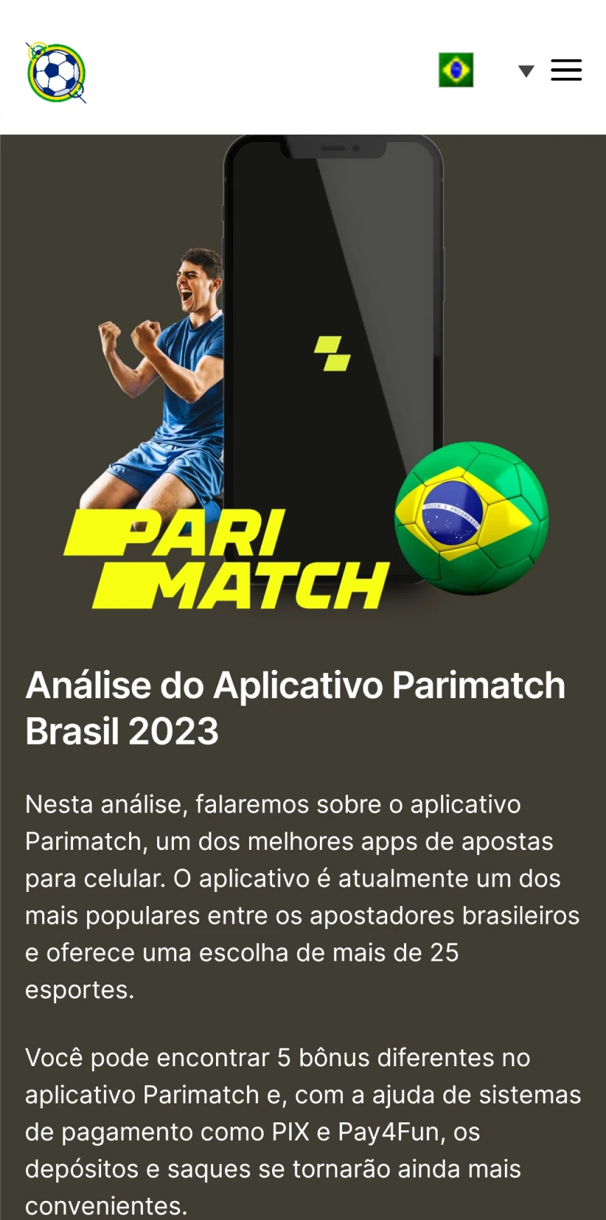 Visite a página inicial do Parimatch para baixar aplicativos iOS.