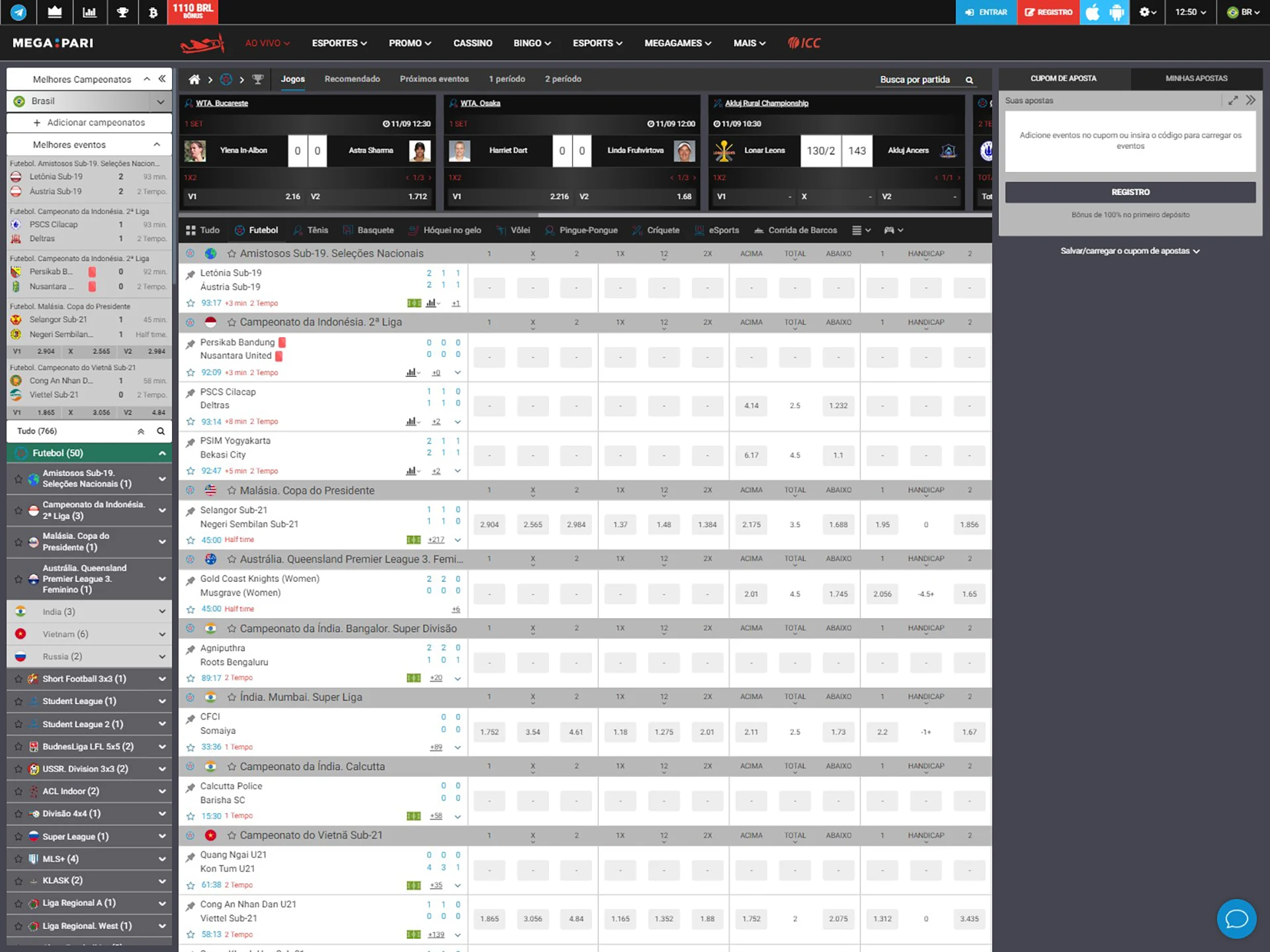 Você pode entender facilmente a interface do usuário do site da Megapari e fazer suas apostas em tempo real.