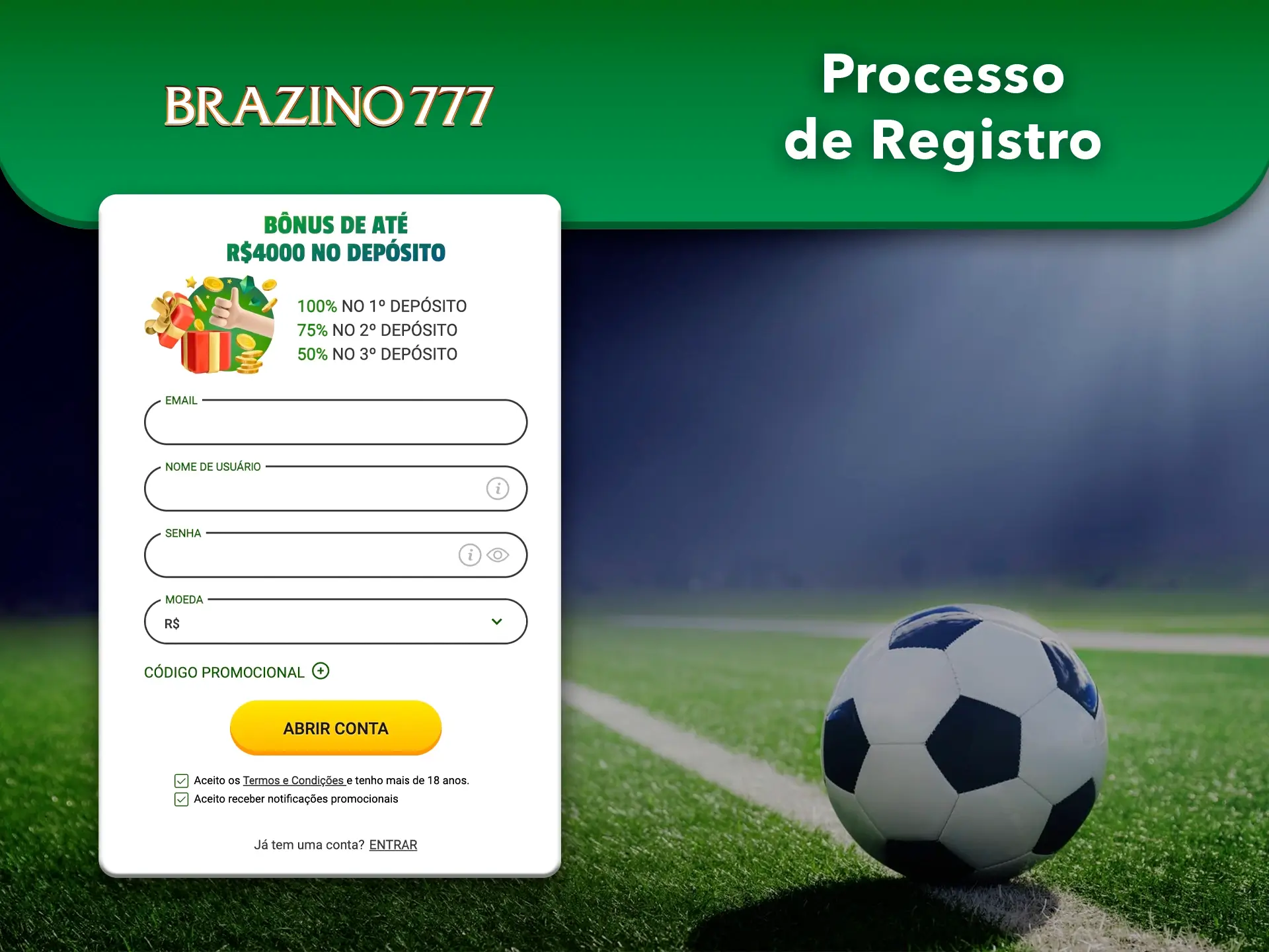 O registo no Brazino777 é fácil e simples, mesmo para principiantes.