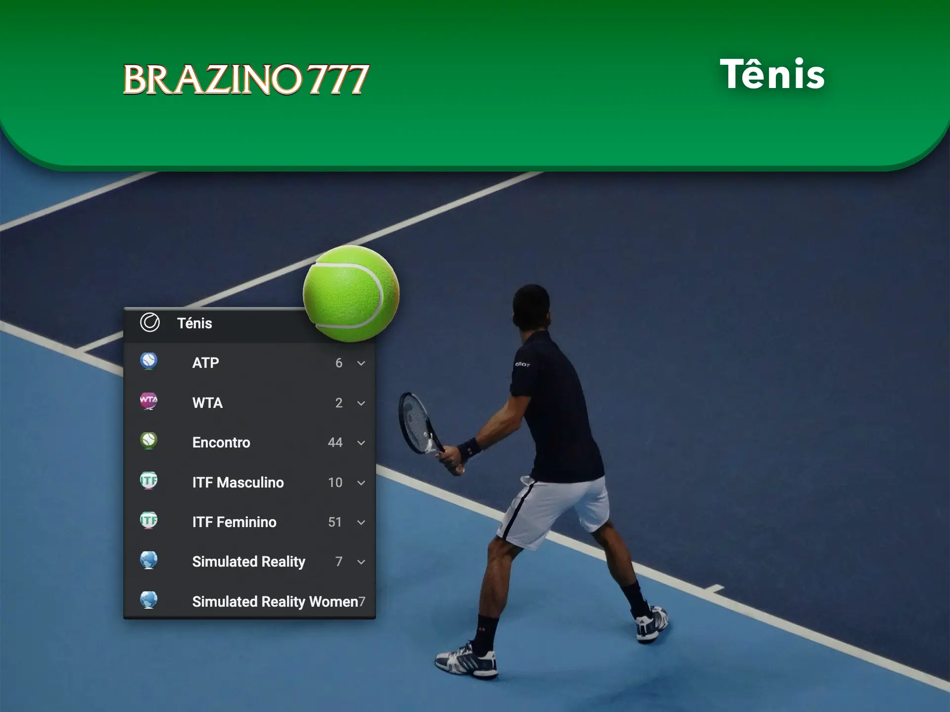 Siga os rankings de raquetes de ténis do mundo e faça previsões correctas no Casino Brazino777.
