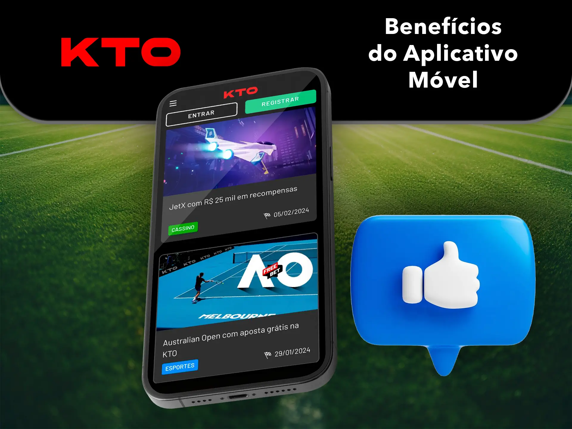 Utilize a aplicação mais segura e mais rápida da empresa de apostas KTO.