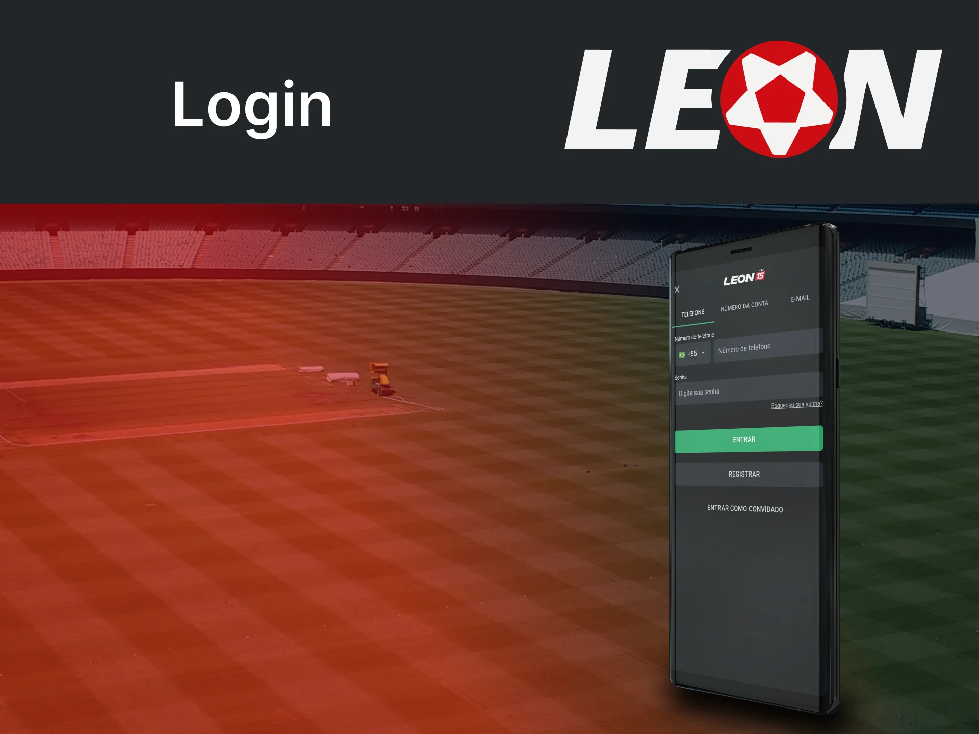Faça login na sua conta pessoal no aplicativo Leonbet.